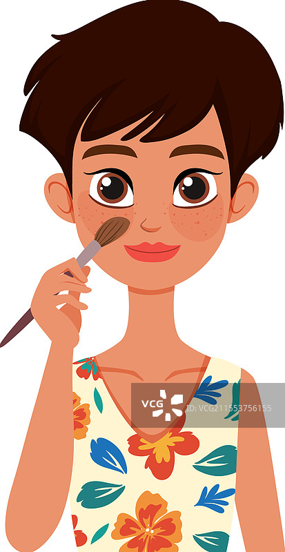 一位女性正在使用刷子图片素材