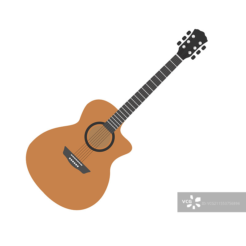 干净的平面设计元素：木吉他图标图片素材