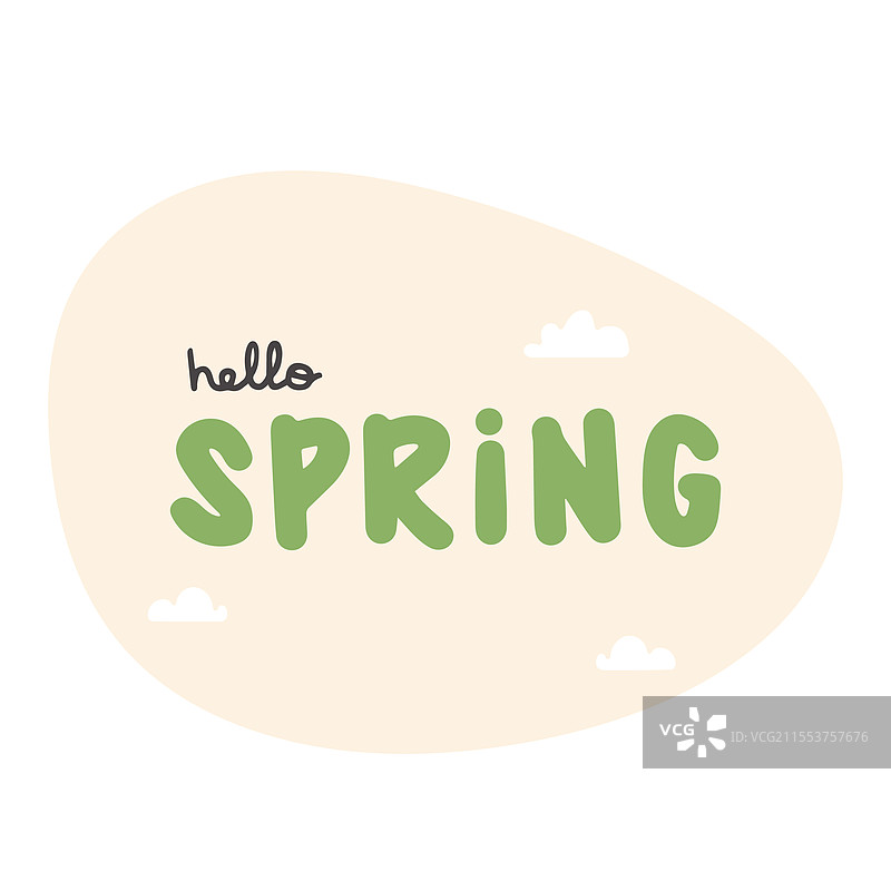 春天你好 手绘字母图片素材