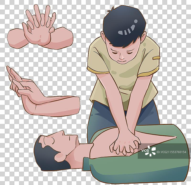 心肺复苏示意图卡通图图片素材