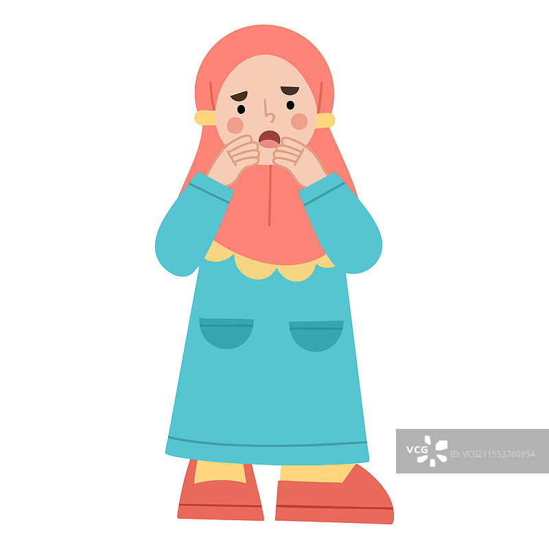 一个震惊的戴头巾女孩图片素材