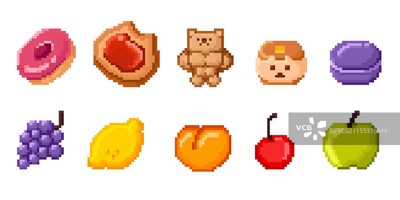 像素艺术食品套装图片素材