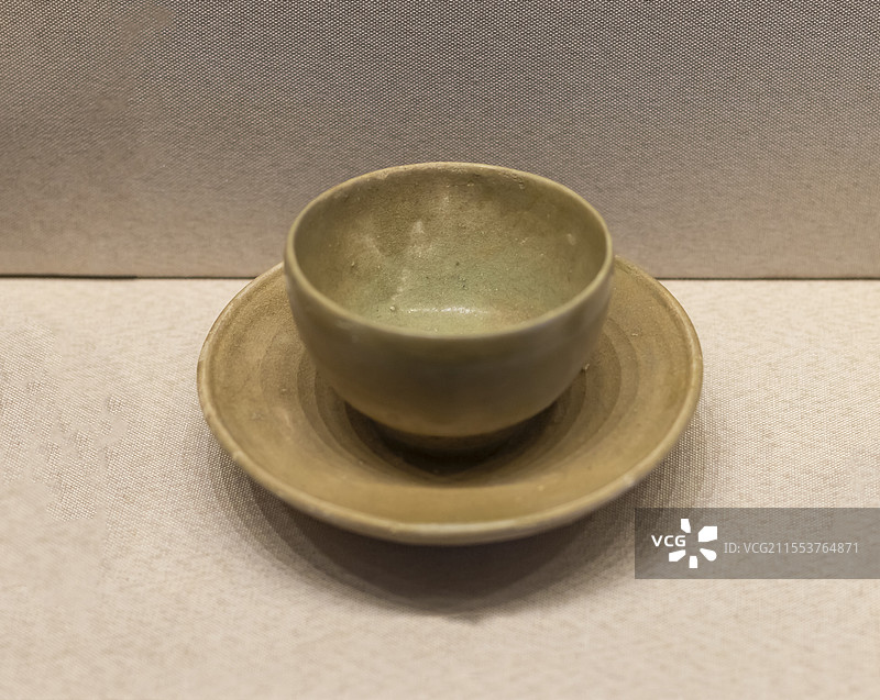 青瓷釉盏托 东晋 万州区出土 重庆三峡移民纪念馆图片素材
