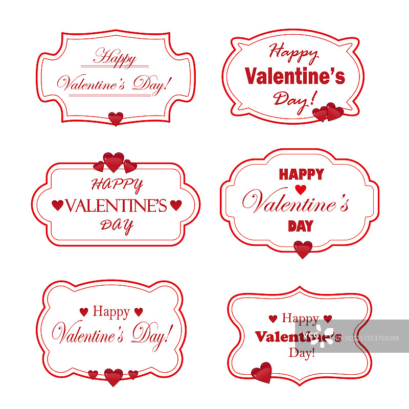 情人节爱心横幅贴纸套装图片素材