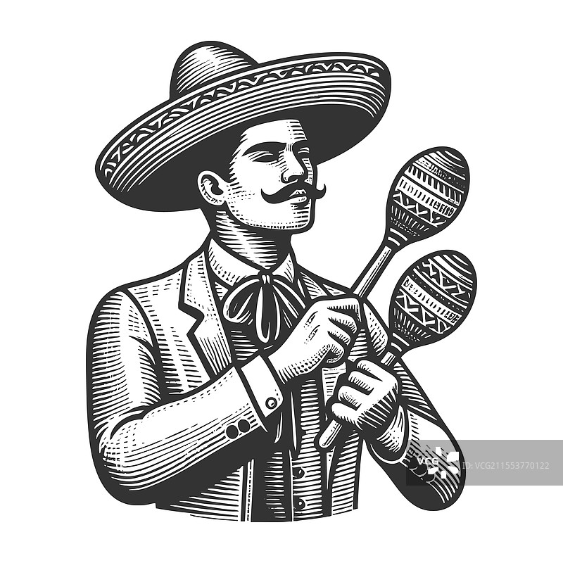 拿着沙锤的玛利亚奇音乐家图片素材