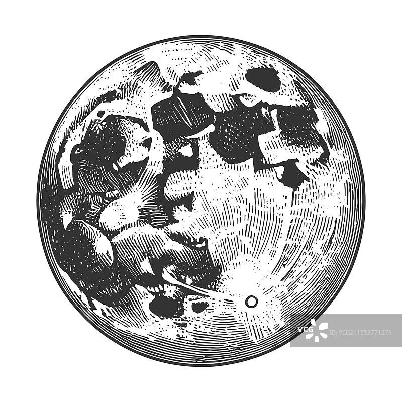 月亮雕刻草图图片素材