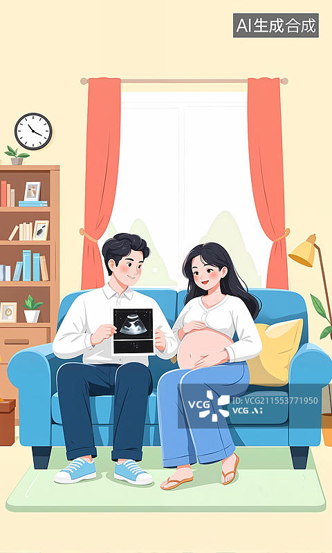 【AI数字艺术】准爸准妈看B超图片素材
