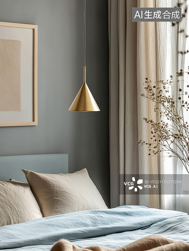 【AI数字艺术】现代简约卧室一角图片素材