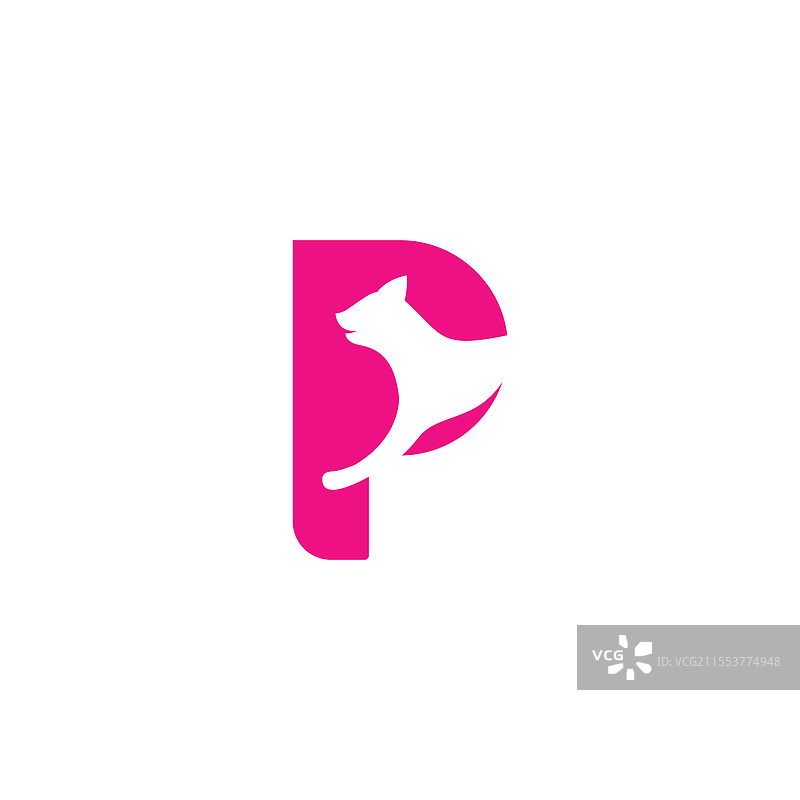 字母P猫咪logo设计，宠物初始图标图片素材
