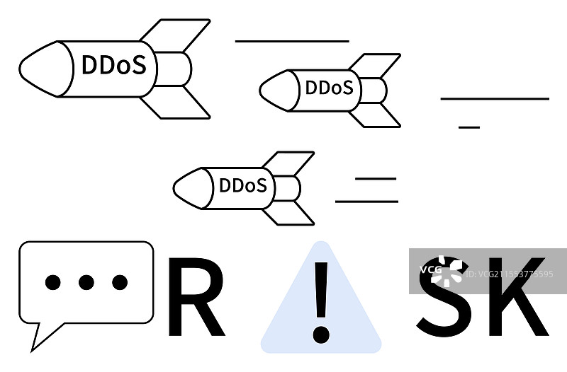 网络安全威胁与风险 DDoS 攻击警告图片素材