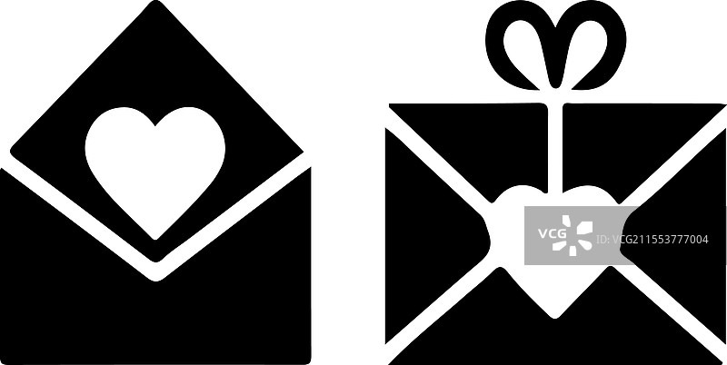 爱心信封剪影图片素材