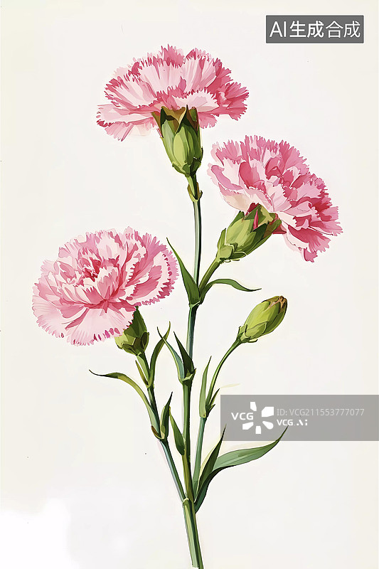 【AI数字艺术】温馨母亲节花束粉色康乃馨图片素材