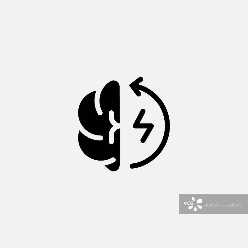 生态大脑与回收能源图标半实心免费图片素材