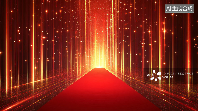 【AI数字艺术】红色星光红毯背景图片素材
