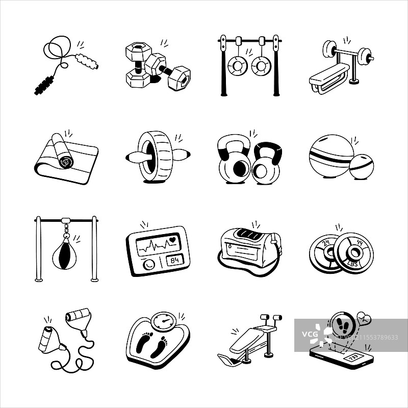 简单的黑白健身器材图标图片素材