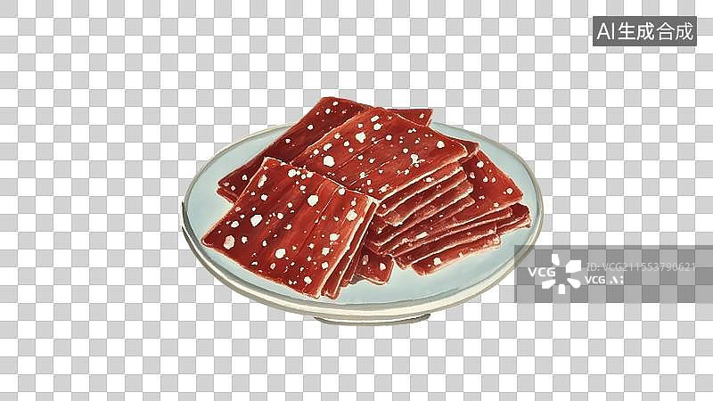 【AI数字艺术】猪肉脯零食插画图片素材