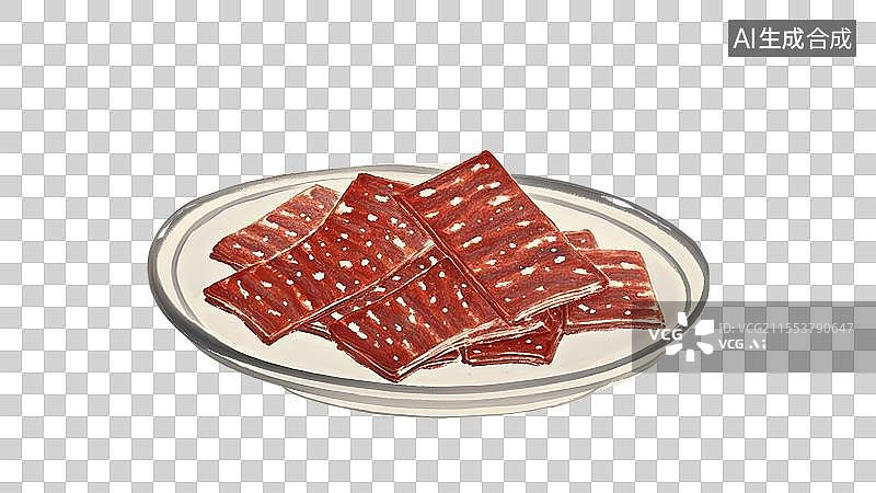 【AI数字艺术】猪肉脯零食插画图片素材