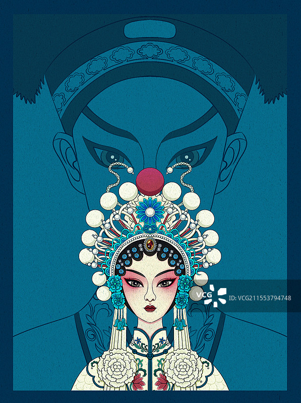 戏曲白蛇传许仙小白娘子国风插画图片素材