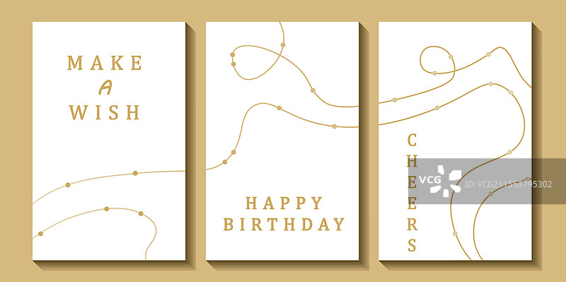 一套奢华的生日卡片，背景为白色图片素材