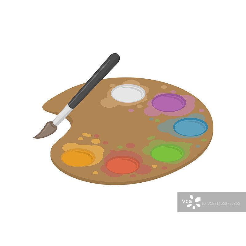 绘画用品，平放的调色板和画笔图片素材
