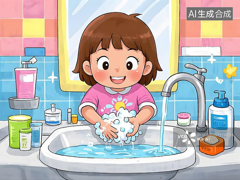 【AI数字艺术】洗手图片素材