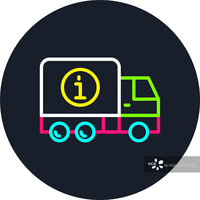 多色图标的送货货车线条图图片素材