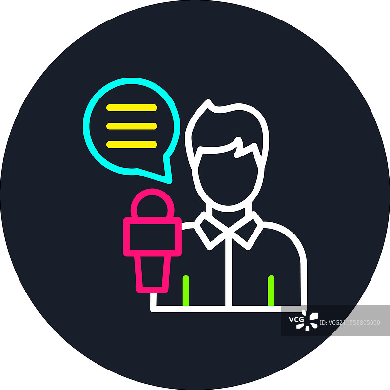 新闻记者线条多彩图标图片素材