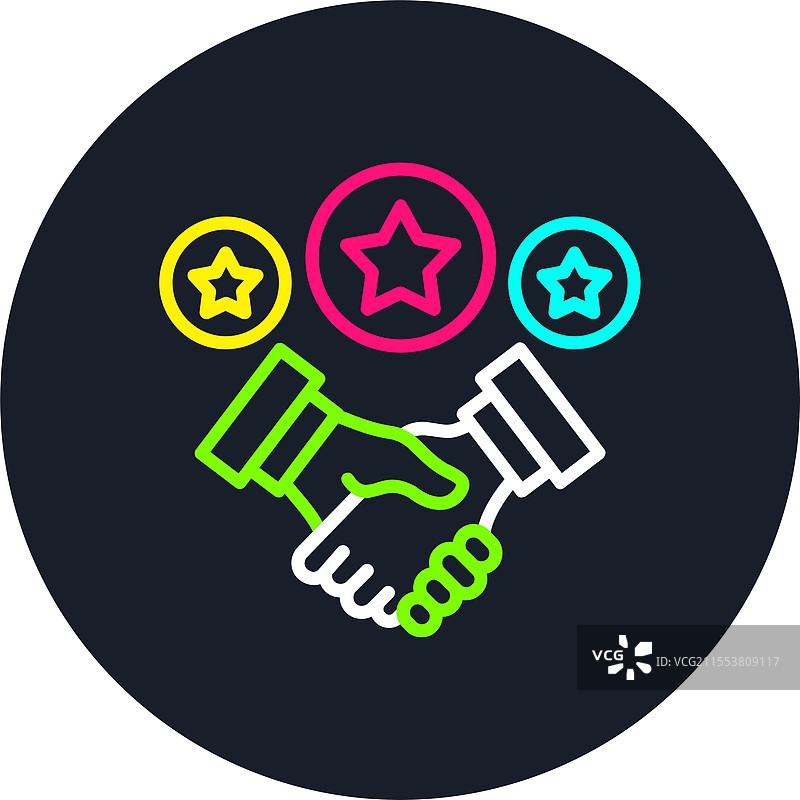 多色图标的握手线条图片素材