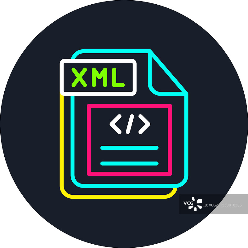 多色图标的XML线条设计图片素材