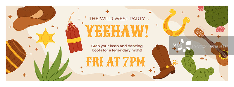 西部牛仔主题派对横幅图片素材