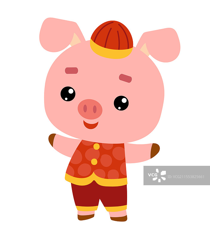 可爱的卡通春节角色小猪图片素材