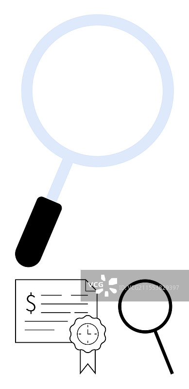 放大镜与财务文件图片素材