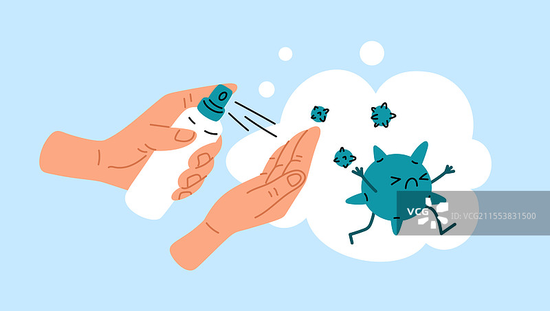 手部消毒，抵抗细菌和图片素材