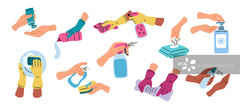 使用消毒过程的消毒喷雾图片素材