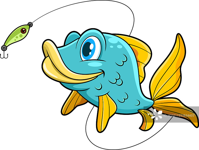 轮廓可爱的鱼卡通角色图片素材