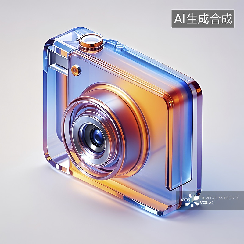 【AI数字艺术】3D透明数码相机图片素材