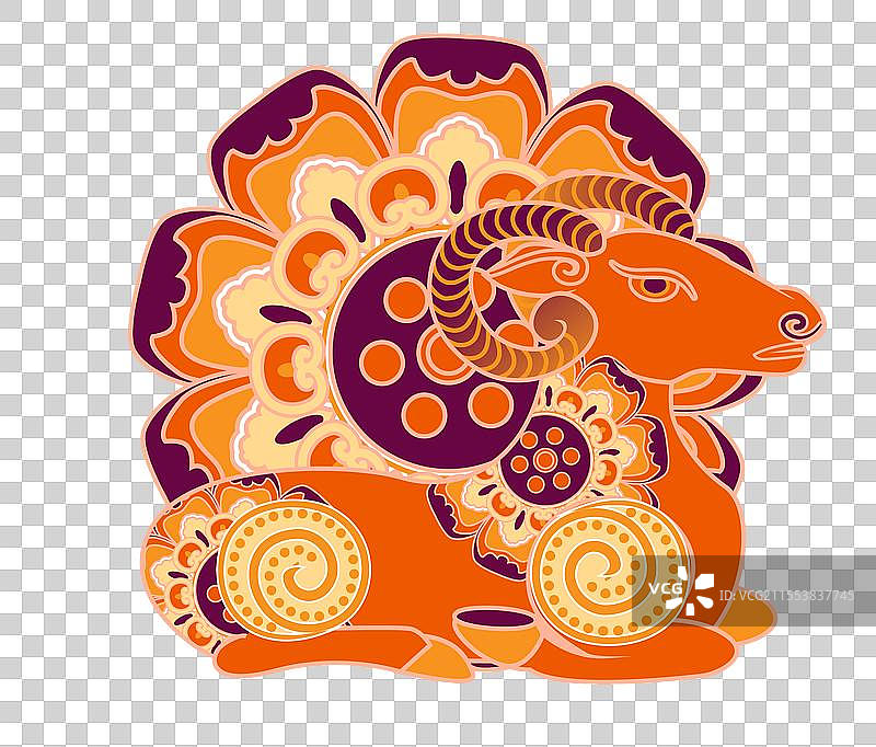 红色12生肖纹样 - 羊图片素材