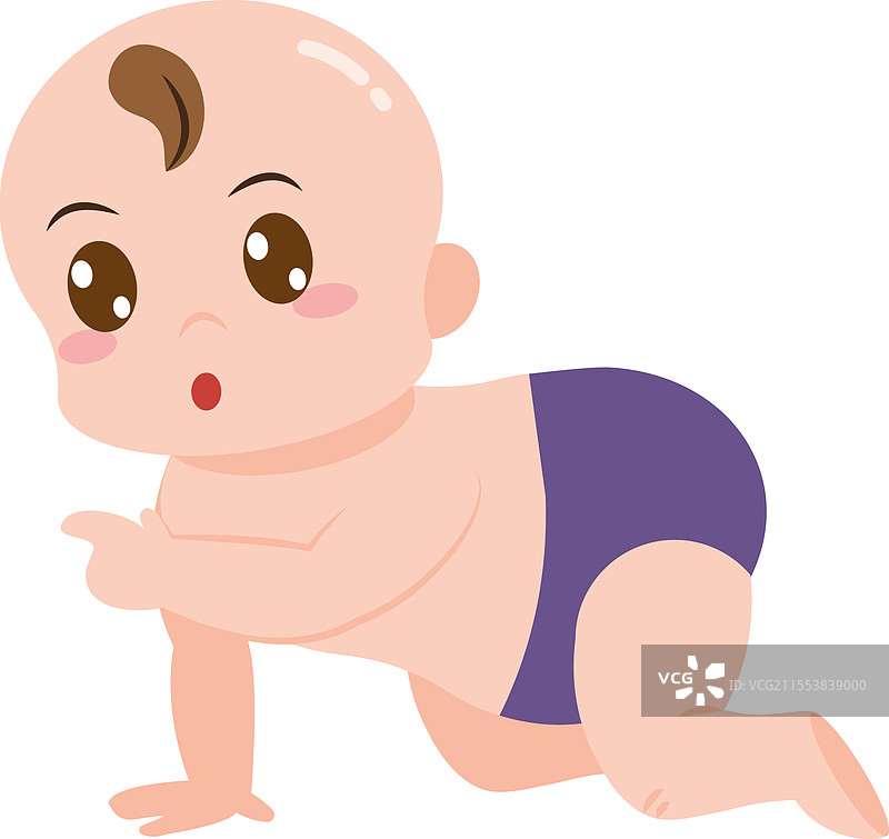 穿着紫色尿布的婴儿图片素材