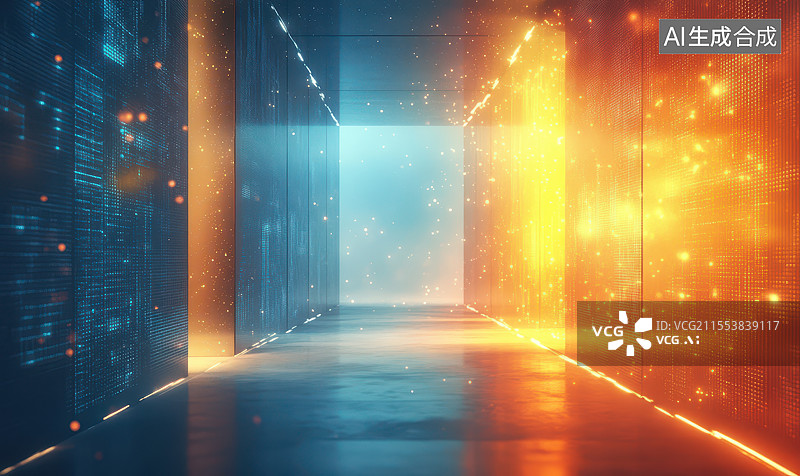 【AI数字艺术】抽象的蓝色黄色背景图图片素材