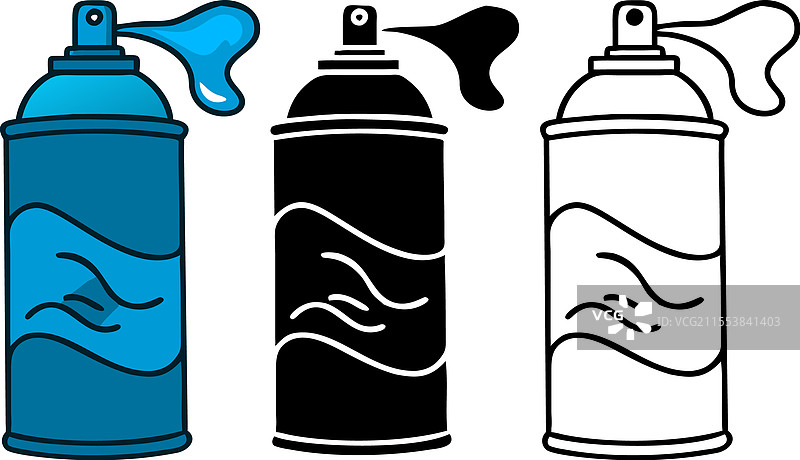 蓝色、黑色和白色轮廓的气雾喷雾罐图片素材