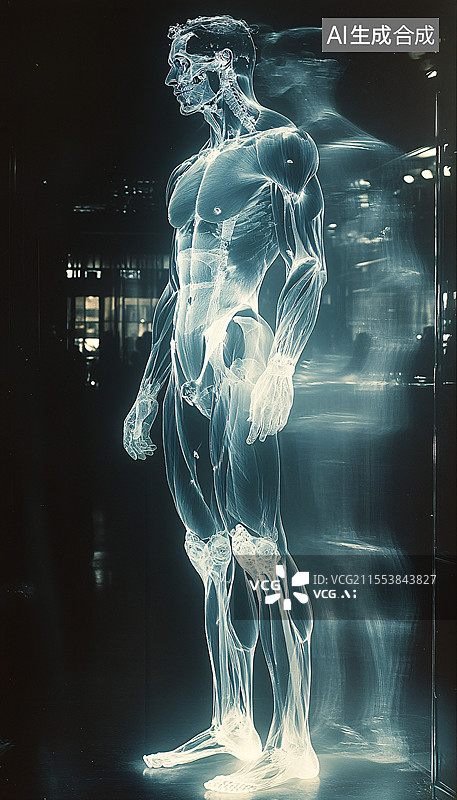 【AI数字艺术】肌肉男光线光片图片素材