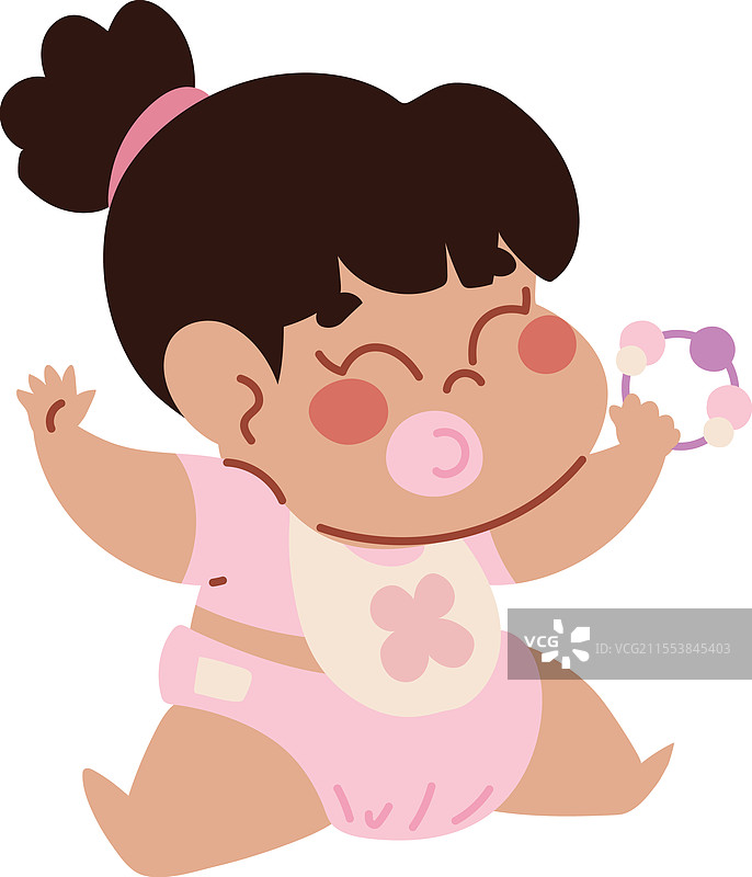 小女孩在玩摇铃玩具图片素材