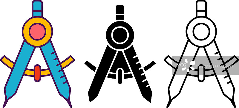 彩色指南针图标几何制图测量图片素材