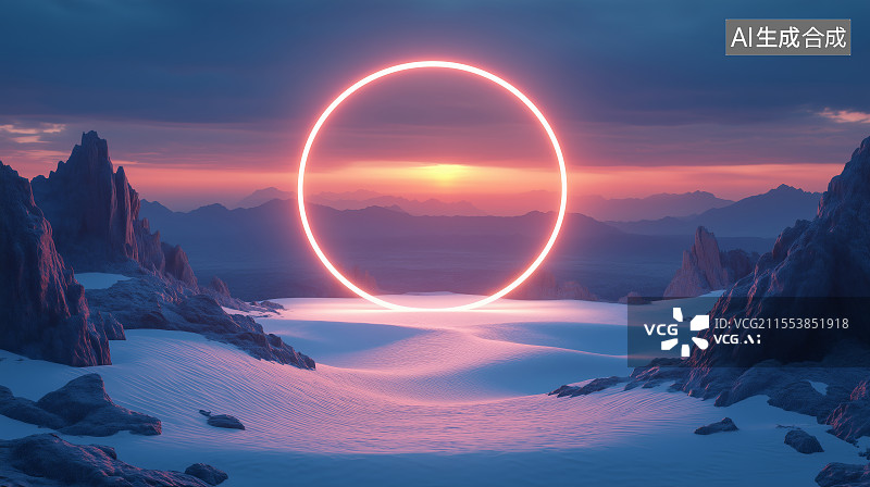 【AI数字艺术】科技发光山峰大自然风光图片素材