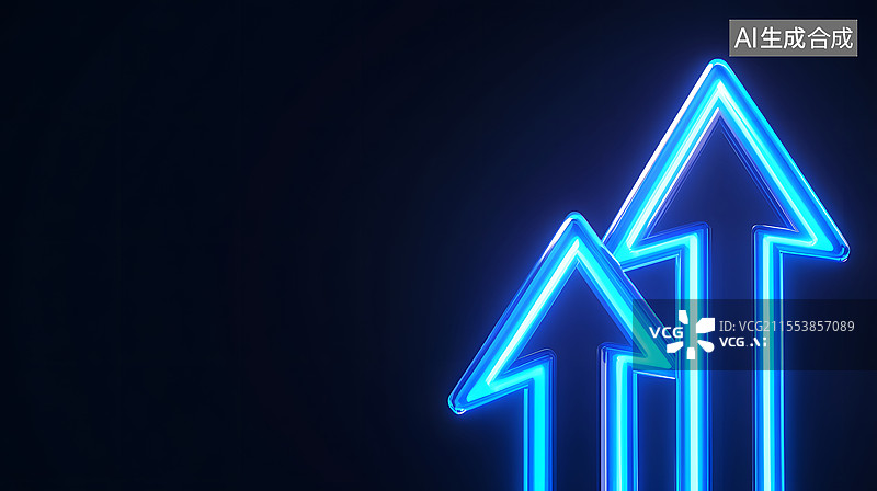 【AI数字艺术】金融科技向上箭头的三维渲染图片素材