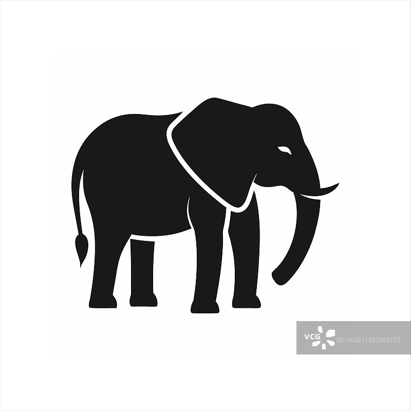 白色背景上的大象剪影图标图片素材