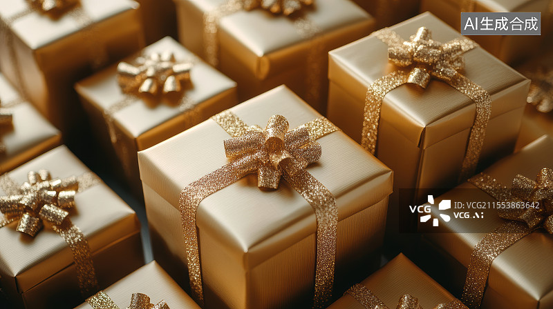 【AI数字艺术】垒起的节日礼物盒子图片素材