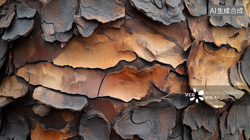 【AI数字艺术】粗糙的树皮纹理背景图片素材