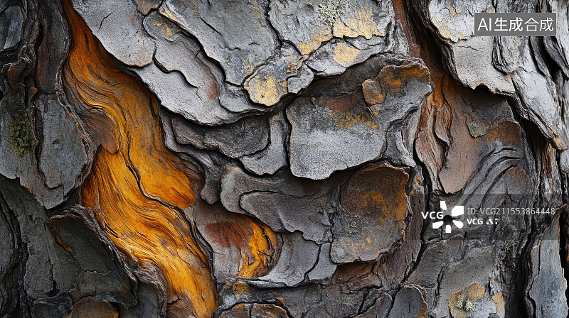 【AI数字艺术】粗糙的树皮纹理背景图片素材