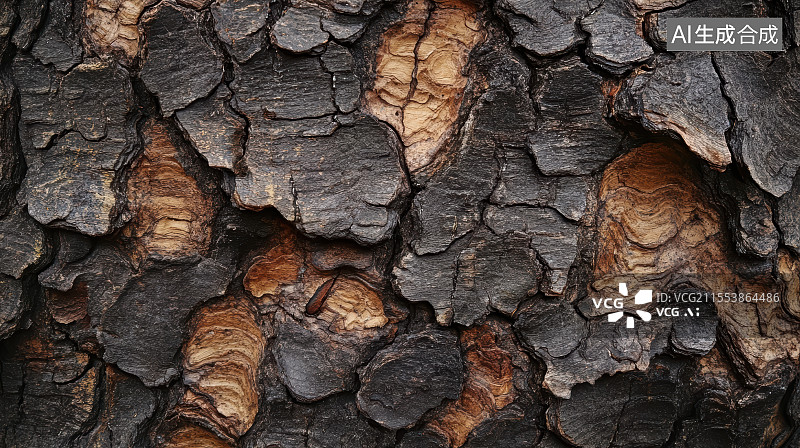【AI数字艺术】粗糙的树皮纹理背景图片素材